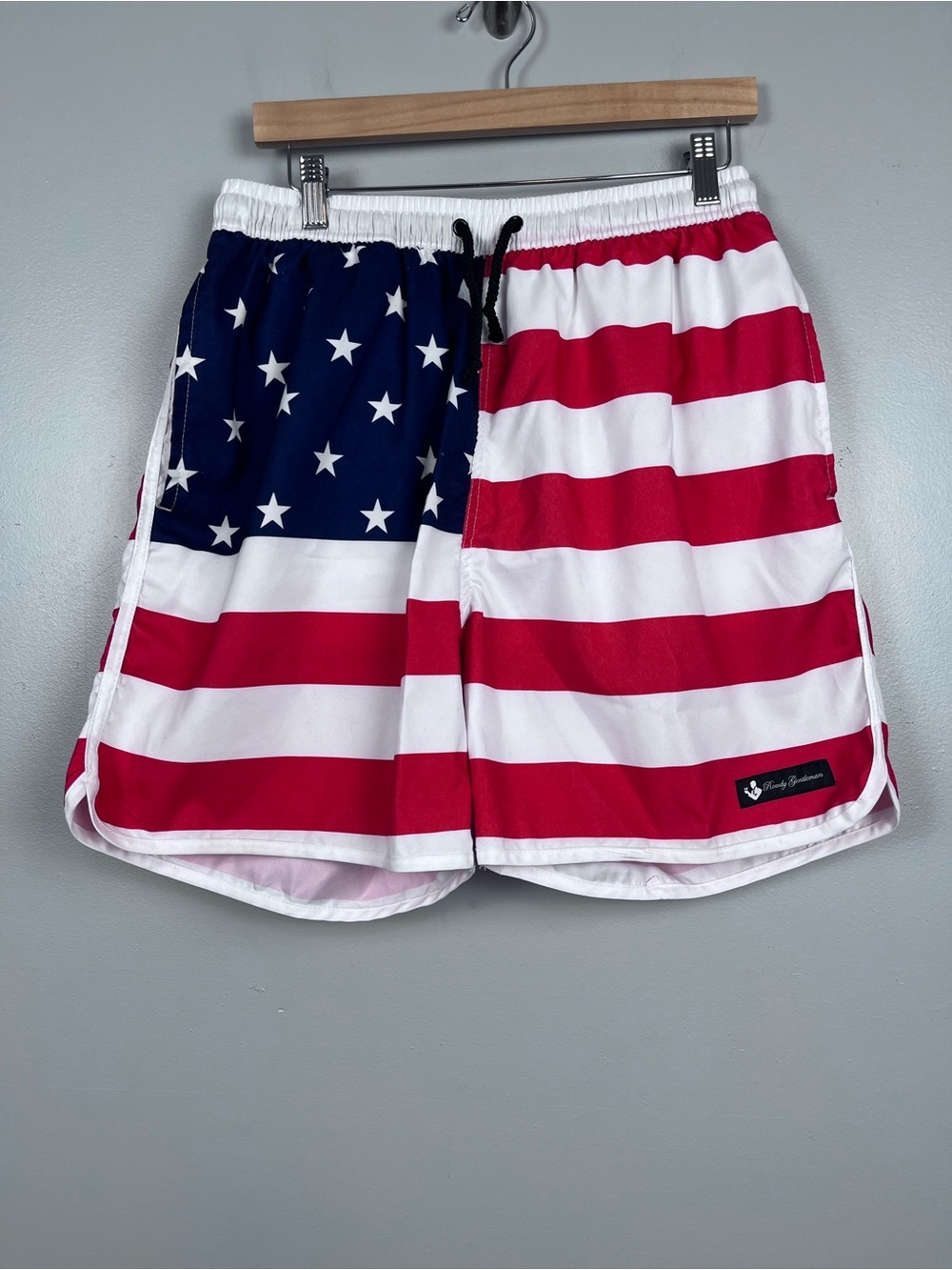 Rowdy Gentleman Men's Elastic Waist Mesh Lined USA Swim Trunks Size XL Beach
